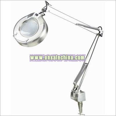 Light Magnifier Lamp with clamp in Polished Steel