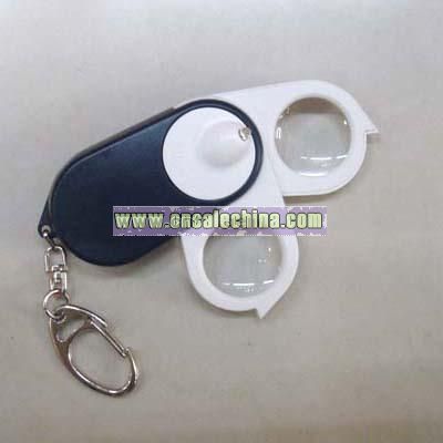 Bino Head Magnifier (Loupe) with LED White Light and Key Chain