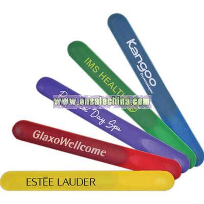 Bright colored nail file with clear protective sleeve