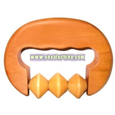 Handle with comfort grip wheel three movable ball wooden massager