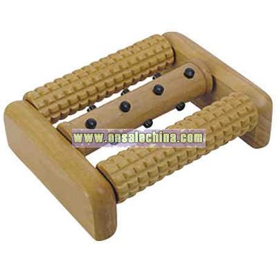 Three roller foot wooden massager with magnets