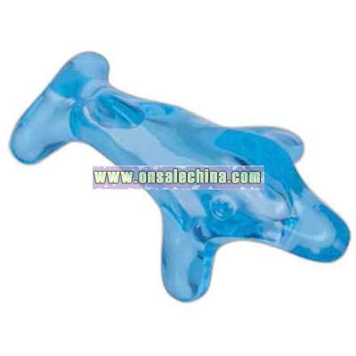 Translucent blue dolphin shaped massager