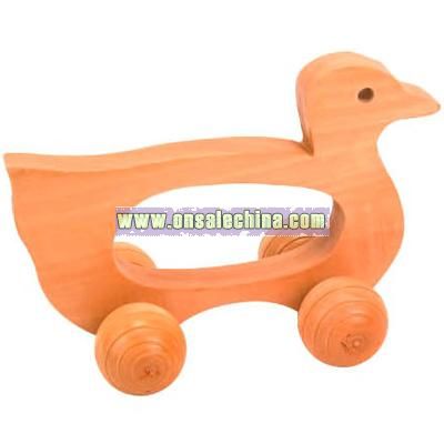 Duck shape four wheel wooden massager