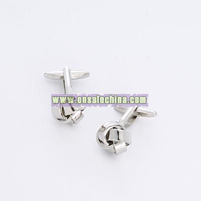Silver Knot Cuff Links with Personalized Case