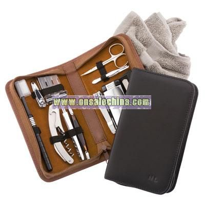 Personalized Nappa Leather Travel and Grooming Kit