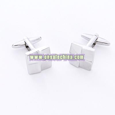 Silver Square Cuff Links with Personalized Case