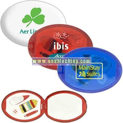 Oval sewing kit with mirror