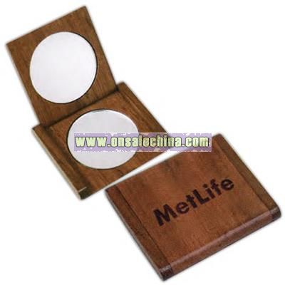 Solid rosewood double mirror compact