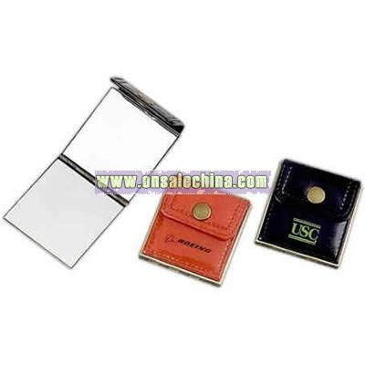 Fashion compact brass mirror with shiny patent outer cover