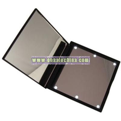 Folding mirror with LED