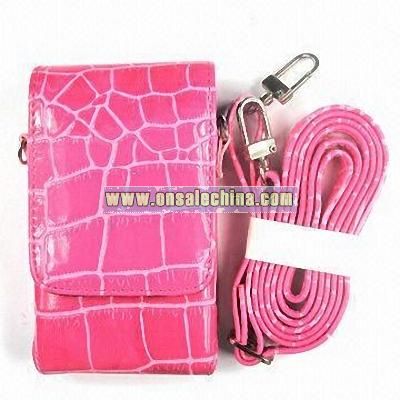 PU Mobile Pouch with Long Strap