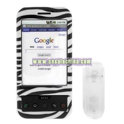 Zebra Skin Black and White Stripes Snap-On Hard Crystal Cover Case with Clip for T-Mobile HTC G1 Google Phone Dream Smartphone
