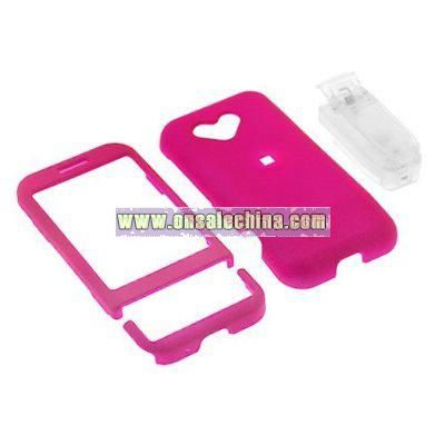 Solid Hot Pink Rubberized Snap On Crystal Case with Clip for T-Mobile HTC G1 Google Phone Dream Smartphone