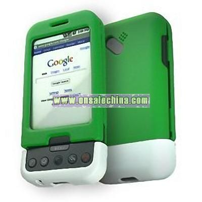 HTC T-Mobile G1 Google Cell Phone 2 Tone Green and White Rubberize Textured Snap-On Case Cover