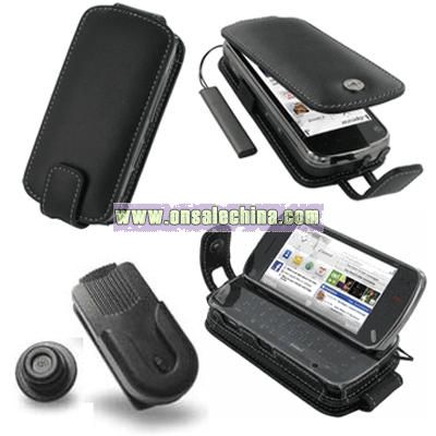 Nokia N97 Flip Style Leather Case-Black