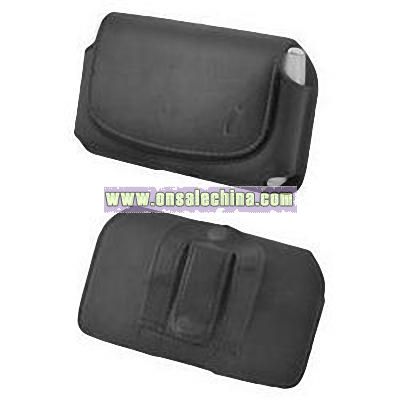 Premium Horizontal Black Leather Case Pouch for Nokia E72 Cell Phone