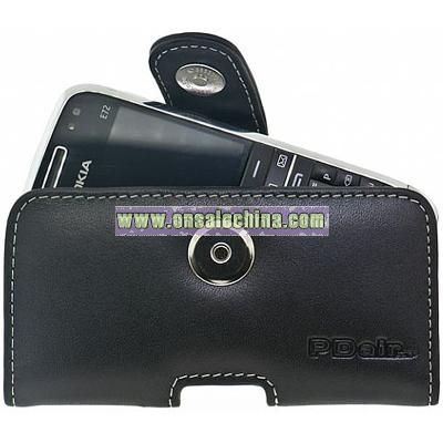 Leather Case for Nokia E72 Horizontal Pouch Type-Black