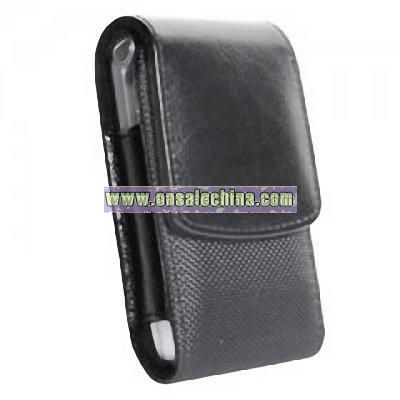 black vertical leather pouch case for LG KE970