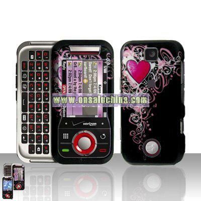 Pink Vine Tree Red Heart Design Snap on Hard Cover Protector Faceplate Skin Case for Verizon Motorola Rival A455 Belt Clip