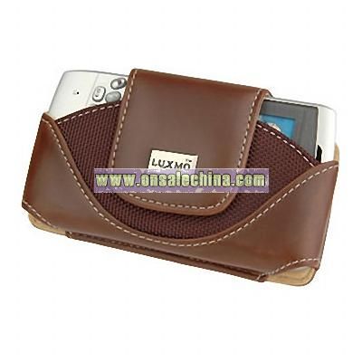 Motorola Rival A455 Brown Leather Case Pouch White Stitches