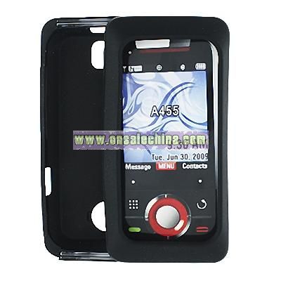 Motorola Rival A455 Solid Black Silicone Skin Mobile Case