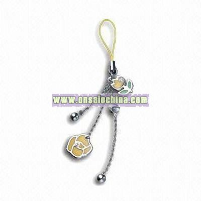 Mobile Phone Strap with Color Drop and Crystal