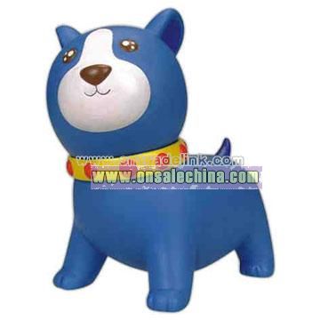 Blue rubber doggie shaped coin bank