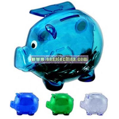 Pig coin bank with four magnets on back