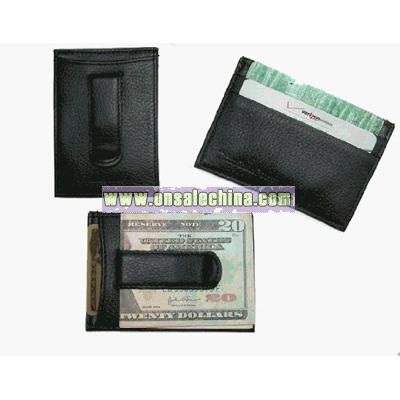 money clip with card holder. Leather Money Clip and Card
