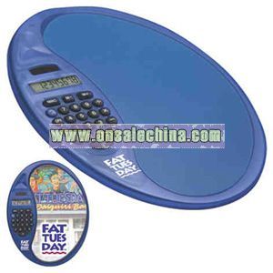 Oval mouse pad with calculator