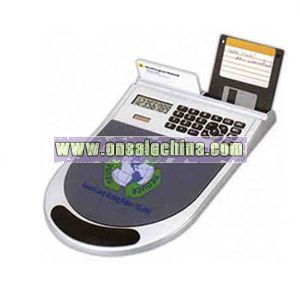 Mouse pad calculator with gel wrist cushion solar powered calculator