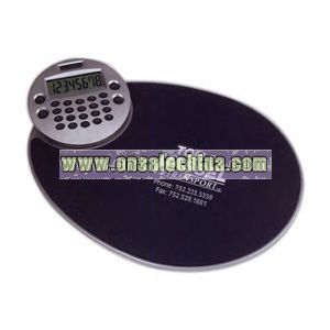Ergonomic mouse pad with rotating LCD display calculator