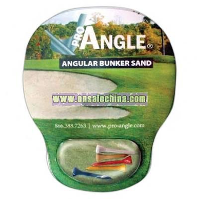 Golf tee full color mouse pad with fun filled wrist cushion