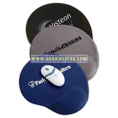 Oval mouse pad with gel wrist rest and non skid base