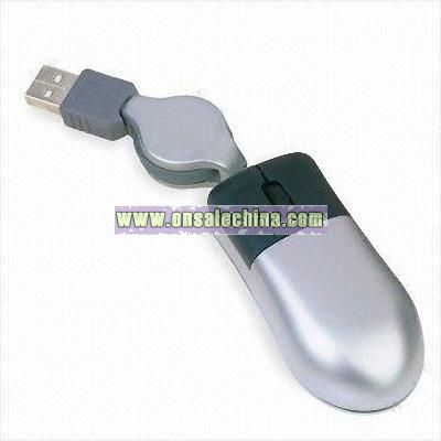Optical Mouse with Detachable and Retractable Cable