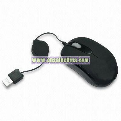 3D Wired Optical Mouse with Retractable USB Cable