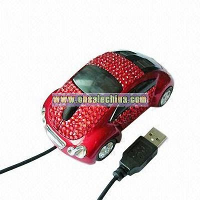 Crystal Beaded Computer Mouse in Car Shape