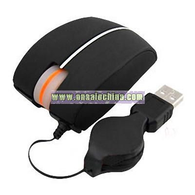 Mini USB Optical Mouse Retractable Cable