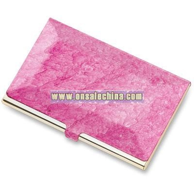 Pink Marbleized Business Card Case