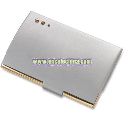 Silver Business Card Case w/ Gold Base