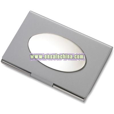 Silver Oval Plate Business Card Case