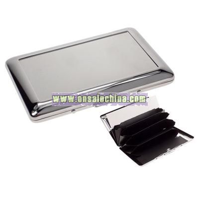 Chrome Plated Compartment Business Card Holder