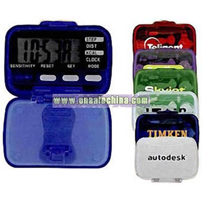 Compact plastic pedometer with digital clock