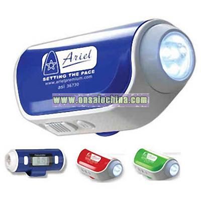 Pedometer with flashlight and siren
