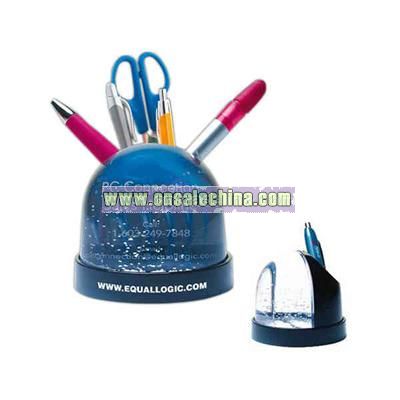 Snow globe with pen and pencil holder