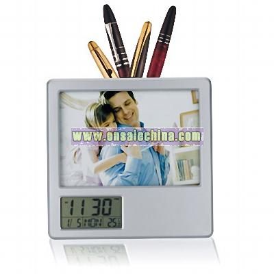 Penholder with Digital Calendar Clock