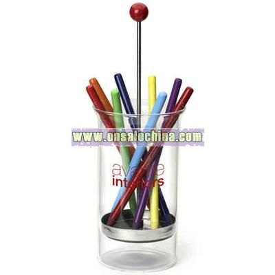 Pen and pencil holder inspired by classic straw dispenser