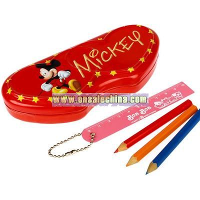 Two layer pencil case with heart shaped