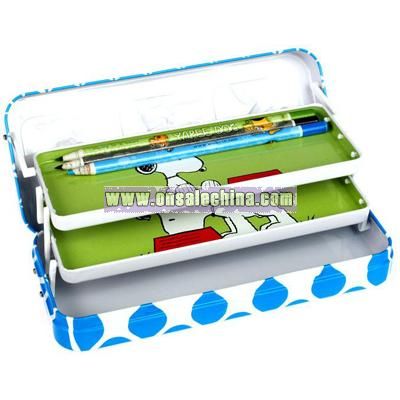 Three layer pencil case with Ladder-type