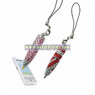 Mini Mobile Novelty Pen with Rhinestones/Crystal Decorations